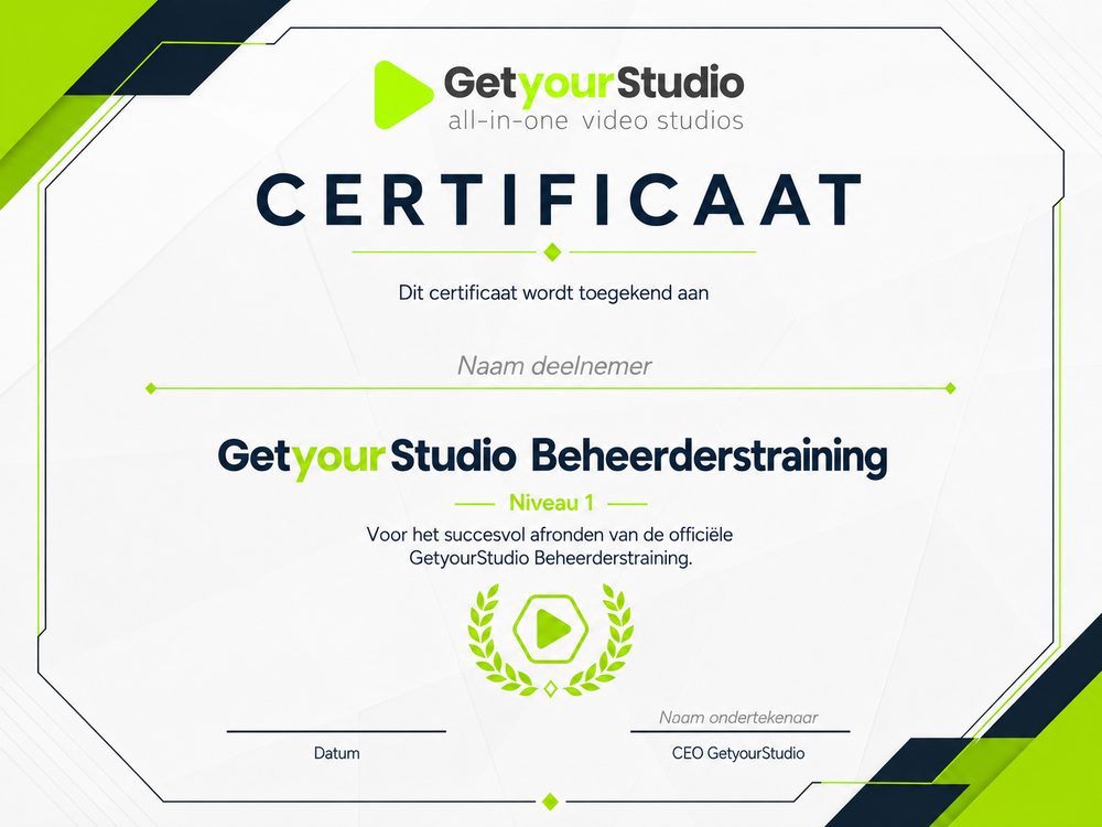 GetyourStudio certificate for the Administrator Training