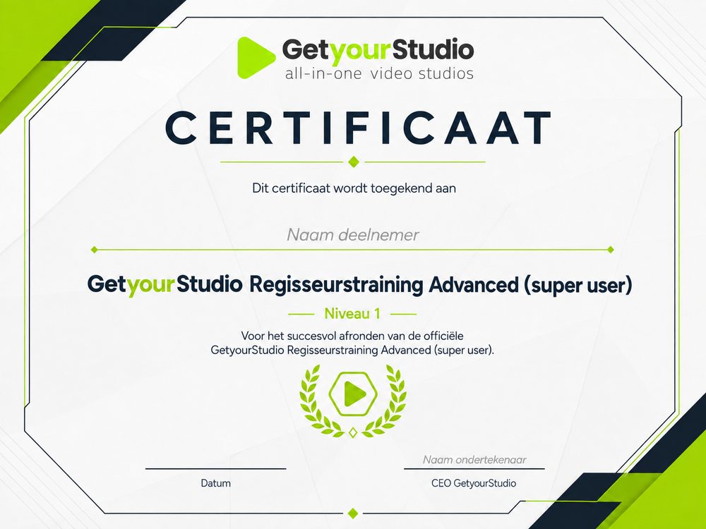 GetyourStudio certificate for the Director Training Advanced (super user)